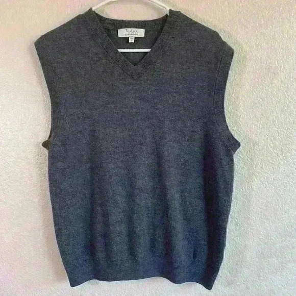 Turnbury Extra Fine Merino Wool Gray Vest Men Size Large - Picture 1 of 3